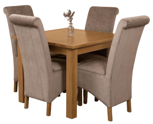 Oslo 90 x 90 cm Oak Small Dining Table and 4 Montana Fabric Chairs Grey Grey