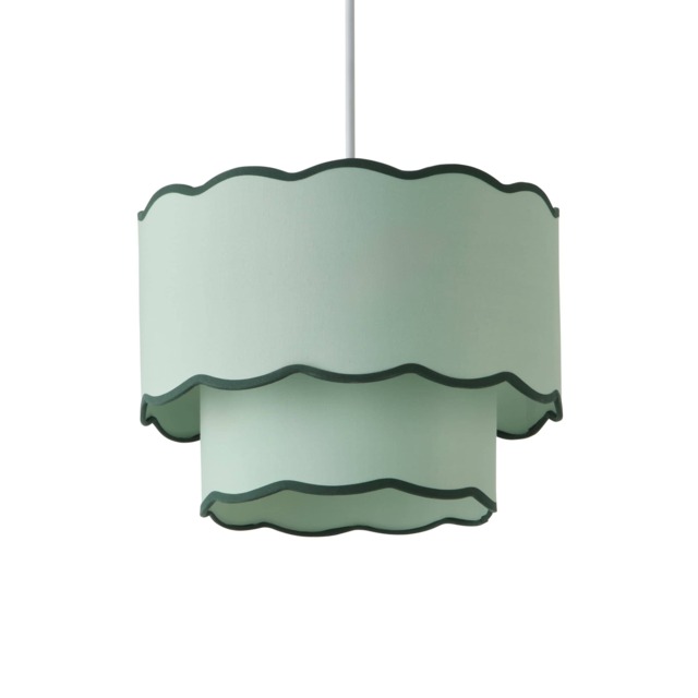 ValueLights Sloane 2 Tier Green Colour Clash Scallop Shade