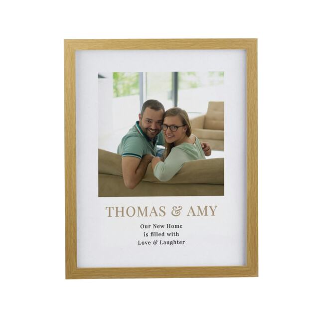Personalised Square Photo Upload Oak Poster Frame Brown One Size