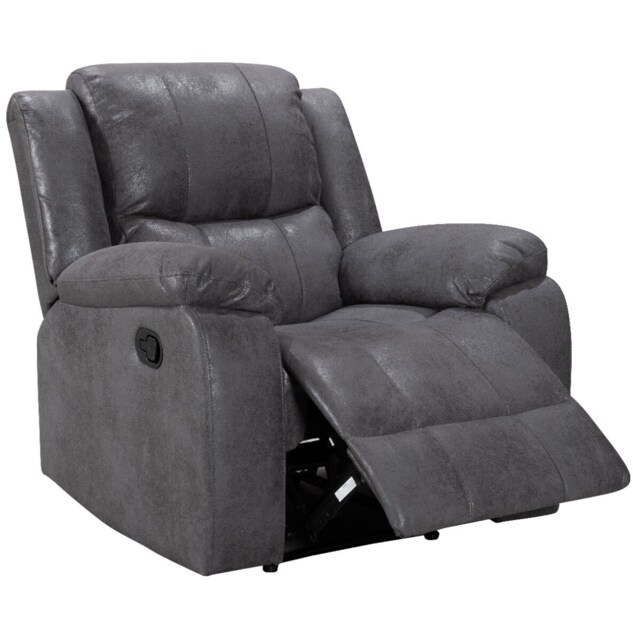 Faux Leather Suede Grey Manual Recliner Chair NAPLES