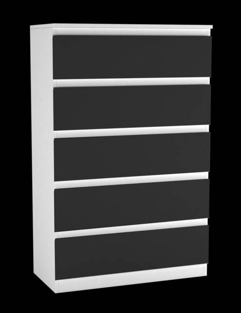 Minimalist Chest of 5 Drawers 108.5x70x35 White White & Black 1