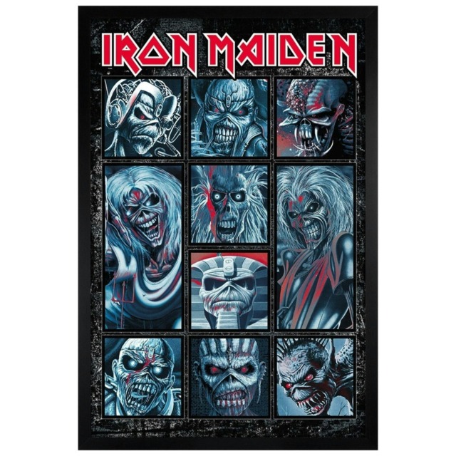 Black Wooden Framed Iron Maiden Ten Eddies Maxi Poster Multi