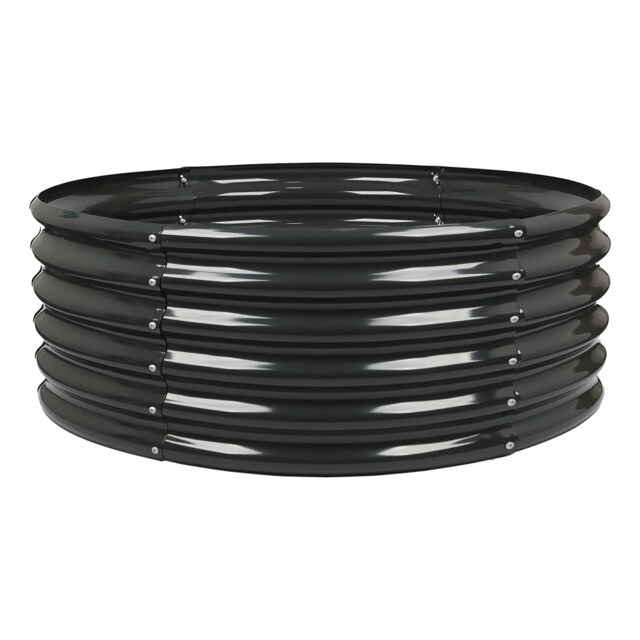Harbour Housewares Raised Garden Bed - Anthracite Round Bottomless Metal Raised Bed Galvanised Steel Planter Box 120 x 45cm