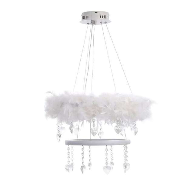 Living and Home Two-Layer Feather LED Pendant Light with Crystals, 50x120cm