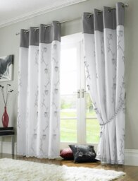 Tahiti Eyelet Curtains - Silver 142cm x 182cm