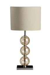 Orsina Cream Suede Effect Shade Table Lamp, Chrome Base with Glass Orb Detail, 40W E14 Bulb Compatible