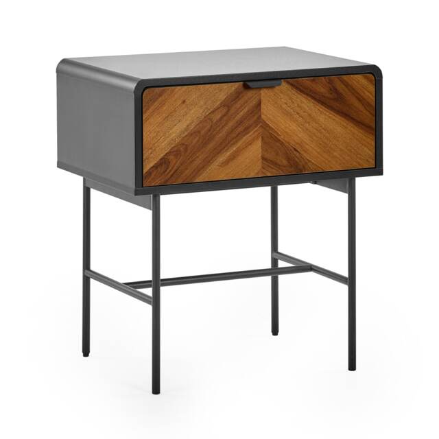 Strathmore 1 Drawer Lamp Table in Black and Natural