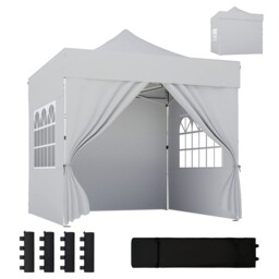 Outsunny Heavy Duty Pop Up Gazebo with Sides, UPF50+ Marquee Gazebo Grey Silver Grey 300 x 300 x 338 cm