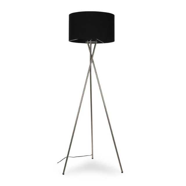 ValueLights Camden Chrome Tripod Floor Lamp Black Shade