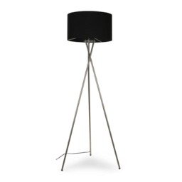 ValueLights Camden Chrome Tripod Floor Lamp Black Shade