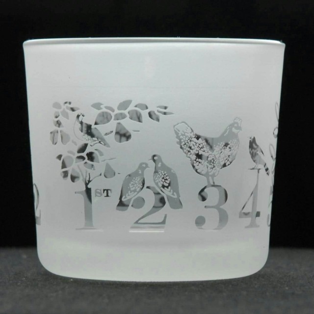 Animo Glass Engraved Votive Tealight Holder 12 Days Of Christmas