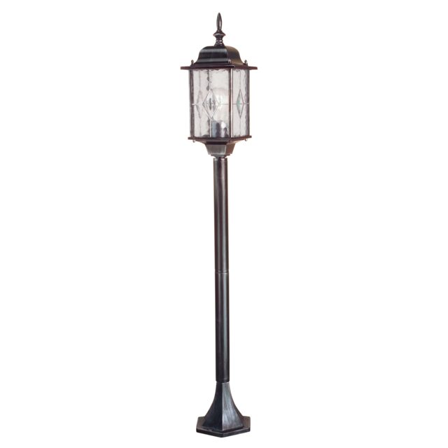 Wexford 1 Light Outdoor Bollard Lantern Black Silver IP43, E27