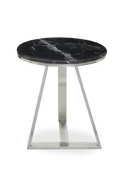 Interiors by Premier Luxe Side Table With Black Marble Top, Elegant Bedside Table, Sturdy Small Table, Silver Rectangular Table Black
