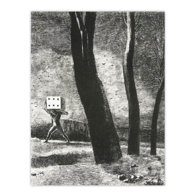 The Gambler Charcoal Painting Redon Vintage Huge Wall Art Print 18X24 In
