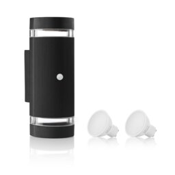 Auraglow PIR Motion Sensor Double Up & Down Wall Light - FLORENCE Silver Light Grey/Warm White