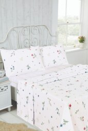 Meadow Brushed Cotton Floral Sheet Set – Flat, Fitted & Pillowcase Multi Super King 1