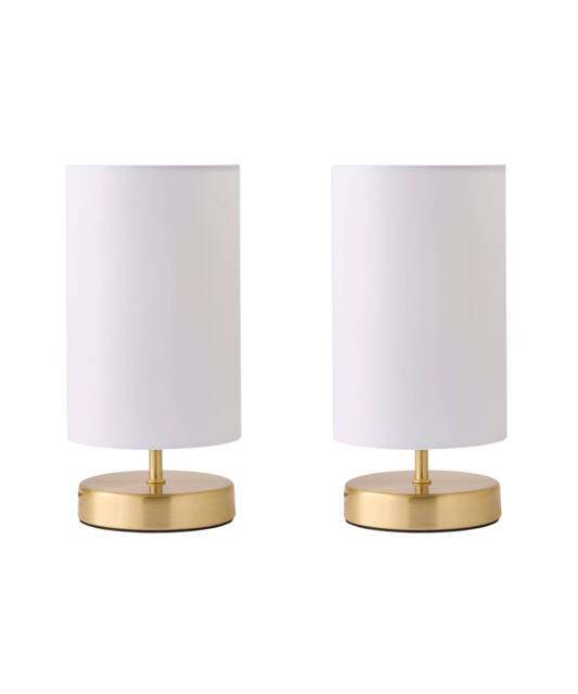 ValueLights Francis Gold Touch Table Lamps White Shade and Bulb