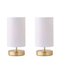 ValueLights Francis Gold Touch Table Lamps White Shade and Bulb
