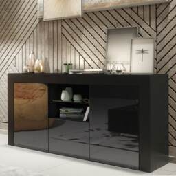 TV Unit TV Stand Sideboard Media Cabinet Storage Cabinet Black High Gloss 145cm