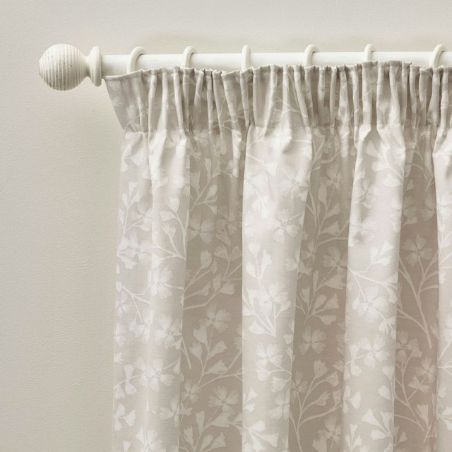 Catherine Lansfield Brooke Floral 66x72 Inch Lined Pencil Pleat Curtains Natural