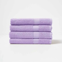 Homescapes Turkish Cotton Bath Towel Set of 4 - Lilac Purple Bath towel 4