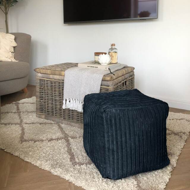 rucomfy Indoor Jumbo Cord Bean Bag Footstool - Cube Pouffe