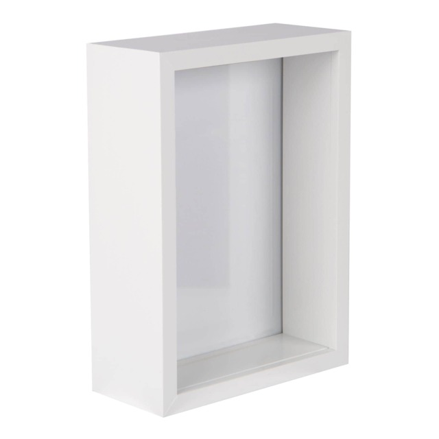 "Nicola Spring 5 x 7"" Deep Photo Frame - White - 3D Deep Box Picture Frame Portrait Display Case (20 x 15cm)"
