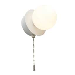 CGC Macie White Opal Globe LED Rechargeable Magnetic USB Bedside Wall Light Pull Cord Switch White White Base plate 9.5 cm, Globe: 8 cm diameter, Total depth: 11 cm