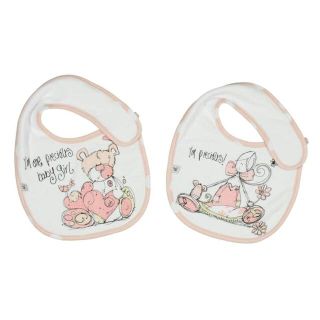 "Precious Baby Girl"" Set of 2 Bibs In a Gift Box Christmas Birthday Baby Shower Gift"