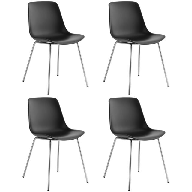 Dining Chair Mave - large plastic seat, ergonomic, high backrest, 120 kg load capacity Black black/chrome 4