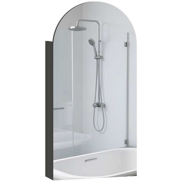 HOMCOM Bathroom Mirror Cabinet with Adjustable Glass Shelves, Black Black