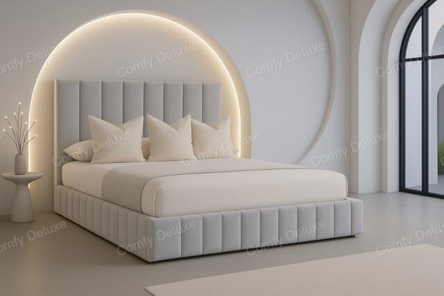 Silver 4ft Small Double Plush Velvet Astro Bed Frame Solid Base
