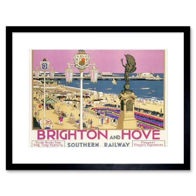 Brighton Hove Sussex Beach Resort Travel Artwork Framed Wall Art Print