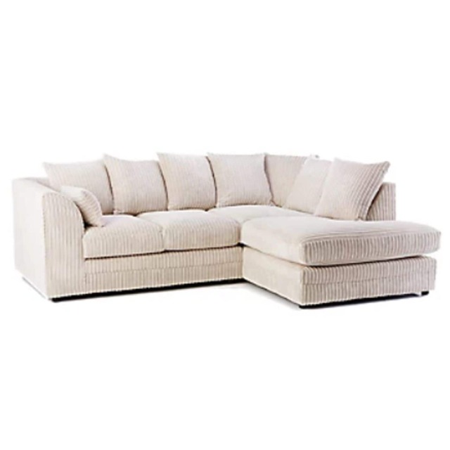 CHICAGO RIGHT HAND FACING JUMBO CORD CORNER SOFA LOUNGE IN CREAM