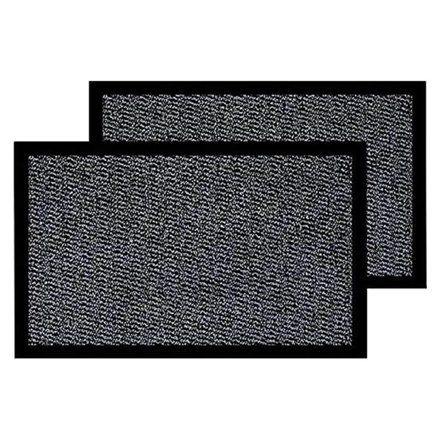 Pack of 2 Door Mat Dirt Floor and Kitchen Doormats Super Absorbent - Durable, and Reusable for Home and Office (Grey, 60 x 90cm)