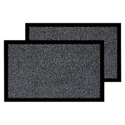 Pack of 2 Door Mat Dirt Floor and Kitchen Doormats Super Absorbent - Durable, and Reusable for Home and Office (Grey, 60 x 90cm)