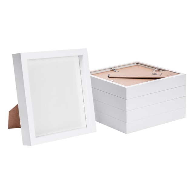 "Nicola Spring 8 x 8"" Photo Frames - 3D Photo Frame Picture Frame Box Portrait Display Case with Spacer (22.5 x 22.5cm) x5"