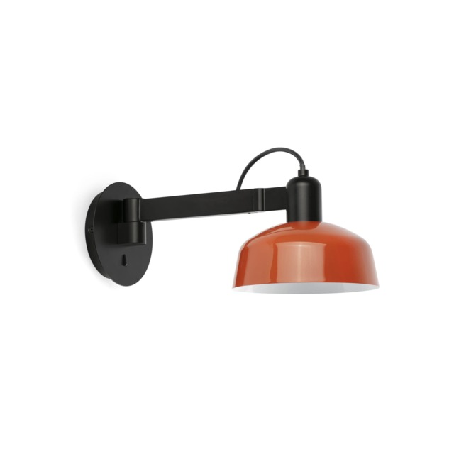 Tatawin Arm Dome Wall Lamp Black, Gloss Reddish Orange 1x E27