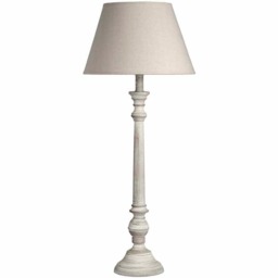 Leptis Magna Table Lamp - Linen - Wood - L30 x W30 x H72 cm - Cream