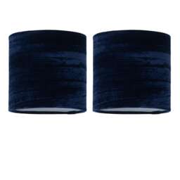 Set of 2 Navy Blue Crushed Velvet 15.5cm Table Lamp Shades Blue Small 2