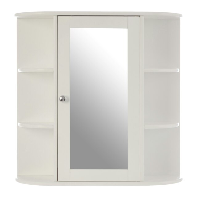 Interiors By Premier Contemporary Seven Shelf Mirrored Door Bathroom Cabinet, Compact Design Display Cabinet, Functional Cabinet White 1
