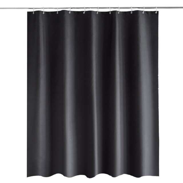 Polyester Fabric Waterproof Shower Curtain with 12 Hooks - 180x200cm