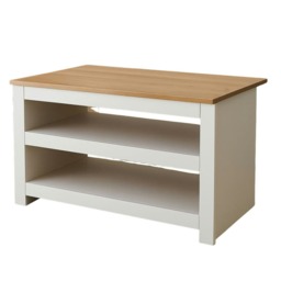 Open Shoe Rack - Two-Tier Storage Shelf with Wooden Top White
