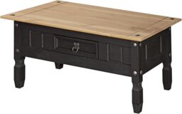 Corona Coffee Table Black 1 Drawer Solid Mexican Pine