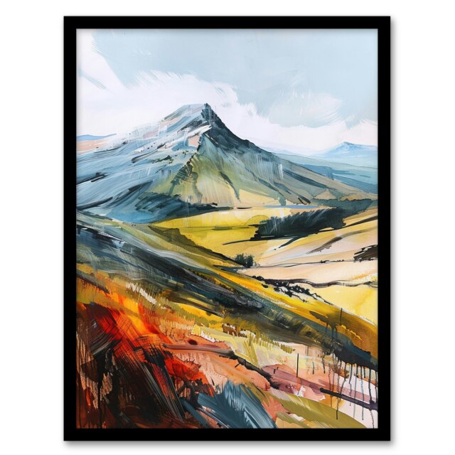 Pen Fan Hiking Brecon Beacons Welsh Peak Black Framed Wall Art Print A4