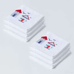 Homescapes White and Blue Beach Hut Face Cloth - Set of 6