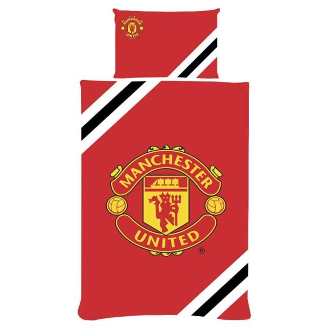 Manchester United FC Core Stripe Duvet Cover Set - Red/Yellow/Black - Single