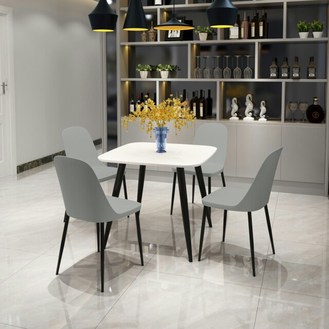 Aspen White 80cm Square Dining Table with 4 Plastic Duo Design Chairs - Compact Modern Dining Set Grey Grey 1