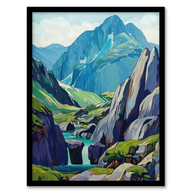 Snowdonia National Park Wales Landscape Black Framed Wall Art Print A4
