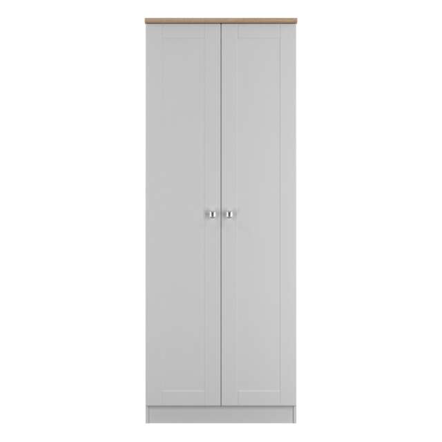 Cumbria Tall Double Wardrobe in Grey Ash & Bardolino Oak (Ready Assembled) Grey Grey Ash & Bardolino Oak